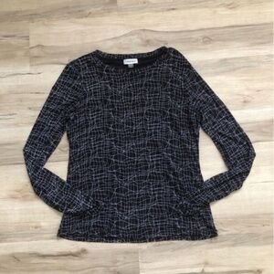 Calvin Klein Black and White Fitted Blouse